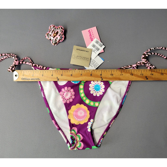 Cia Maritima Cheeky Bikini Bottom Womens M 40 Swim Side Tie Floral Retro New - Picture 4 of 14